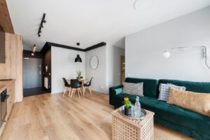 widok na salon z jadalnią najem Wieliczka