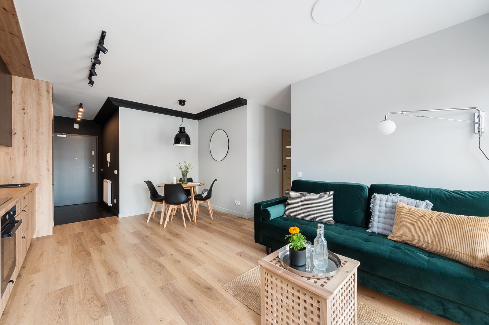 widok na salon z jadalnią najem Wieliczka
