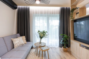widok na salon mieszkanie do wynajęcia